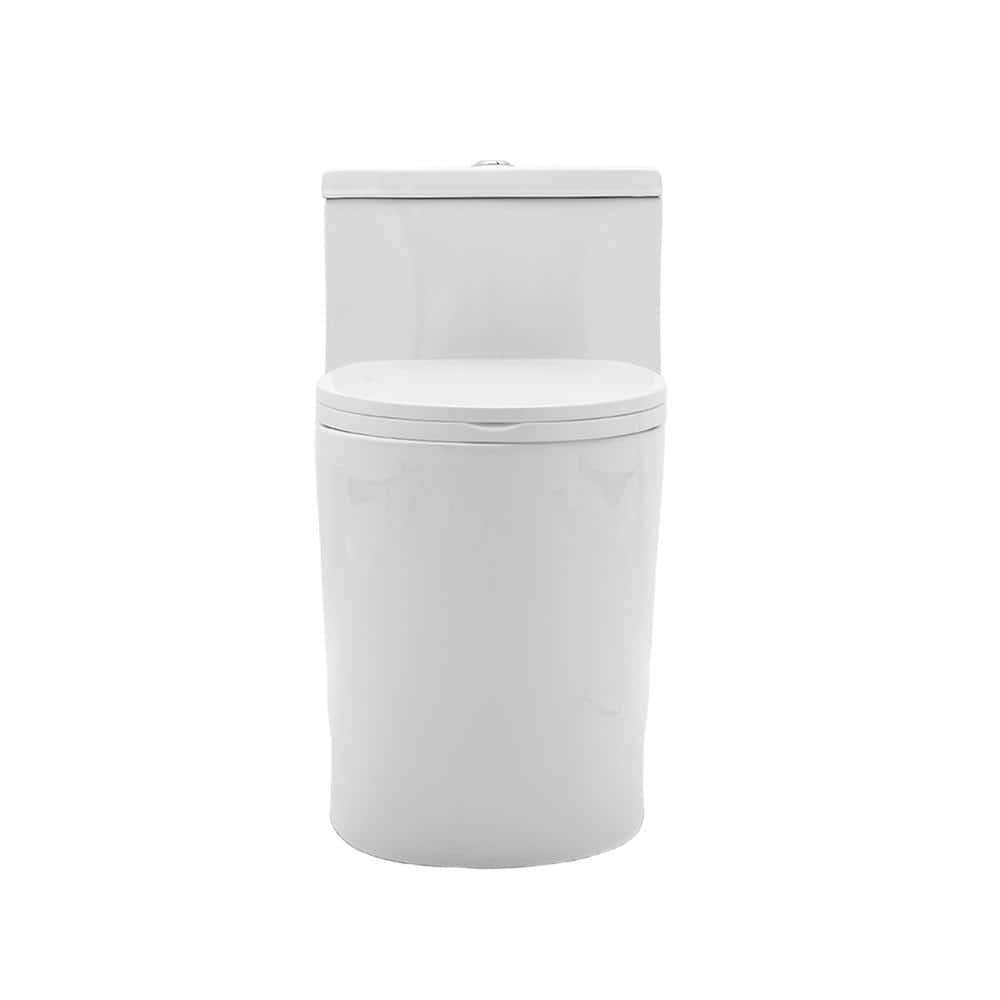 Flynama Ceramic One-Piece Dual Flush Toilet, 12 Inch Rough-In, Powerful Flush with Soft Closing Elongated Seat