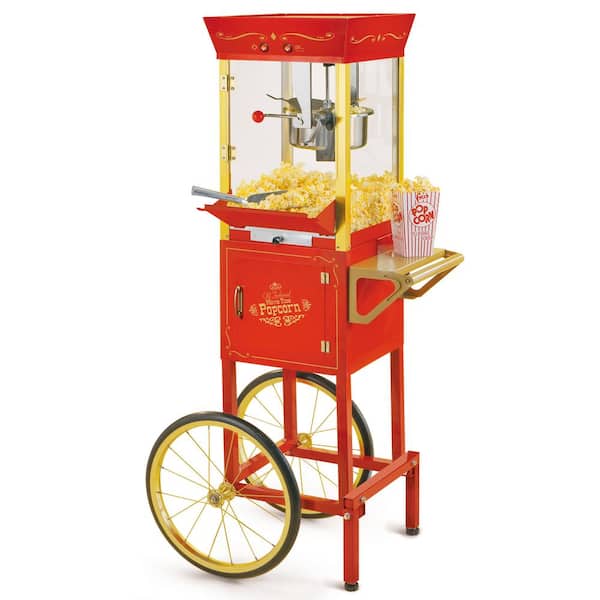 Nostalgia Vintage 8 oz. Red Oil Popcorn Machine with Cart