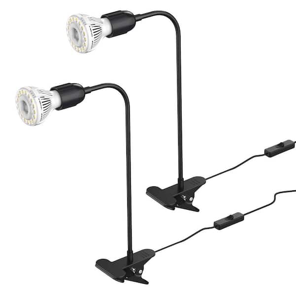 150-Watt Equivalent Black Full Spectrum Clip-on Gooseneck LED Grow Light for Indoor Plants 4000K Daylight (2-Pack)