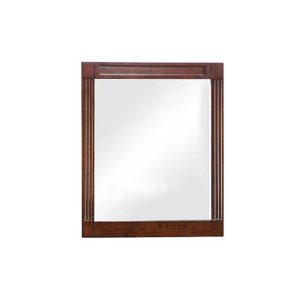24 in. W x 29 in. H Rectangular Wood Framed Wall Bathroom Vanity Mirror in Dark Cherry