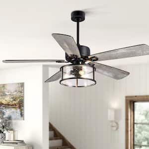 Craig 52 in. Indoor Black Ceiling Fan with Light Kit and Remote Control Included