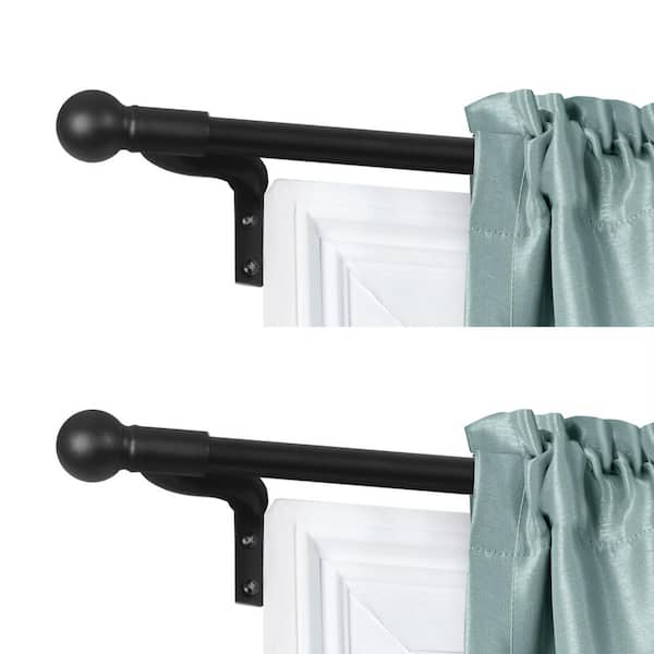 Zenna Home Smart Rods No Measuring Easy Install Adjustable Cafe Window Rod,  18 to 48 in., with Ball Finials in Black, 2-Pack Rods 6256Y2PACKBLK - The  Home Depot