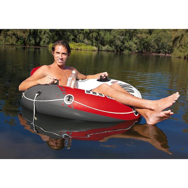 Intex River Run 1 53 Inflatable Floating Water Tube Lake Raft, Red (6 Pack)