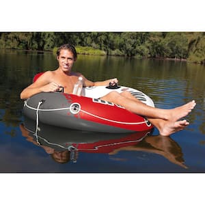 River Run 1 53 in. Red Round Plastic Inflatable Floating Water and Pool Tube Lake Raft (6-Pack)