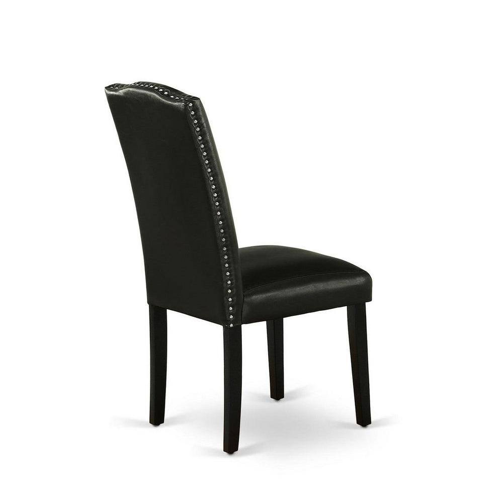 Dudley 5-Piece Black Wood Dining Set with Faux Leather Chairs