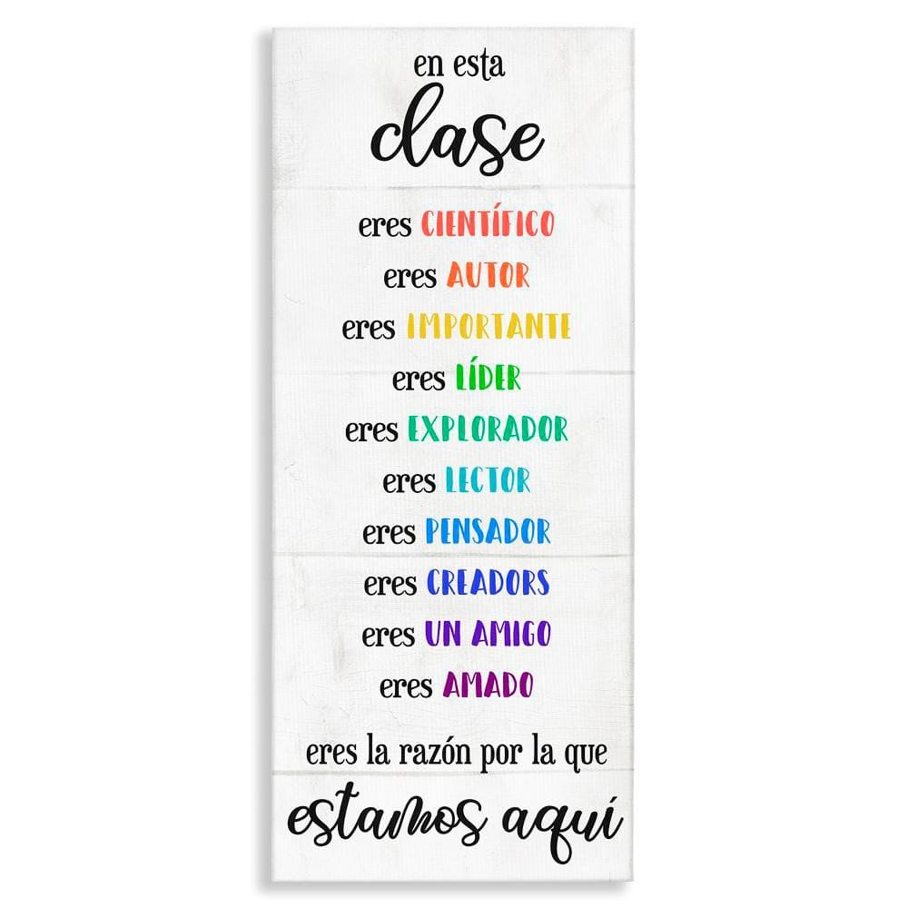 Stupell Industries En Esta Clase Eres… Inspirational Quotes & Sayings Painting Wrapped Canvas Art Print Wall Art, 10 x 24