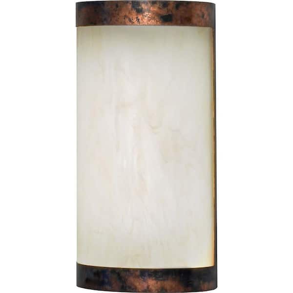 Filament Design 11.75 in. Burled Copper Plate Interior Wall Sconce with 1 Energy Efficient Light