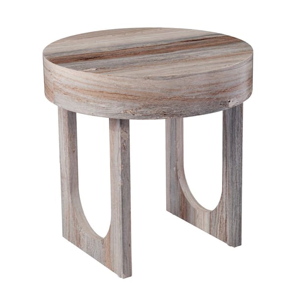 Southern Enterprises Xerxes 19.75 in. Round Faux Marble End Table