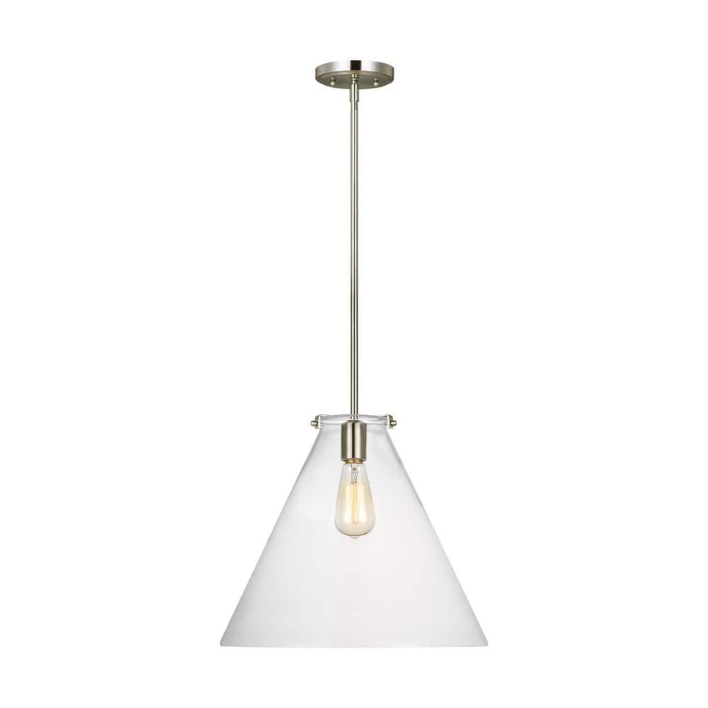 Kate Collection Brushed Nickel Clear Glass Pendant Light