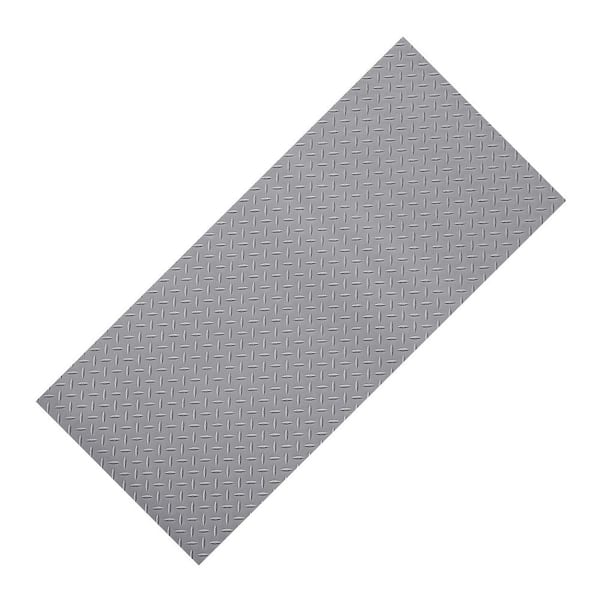 Garage Floor Roll, 7.5 x 17 ft. Garage Flooring Mat, 2.2 mm Thickened PVC Diamond Plate Floor Protector Mat Silver Gray