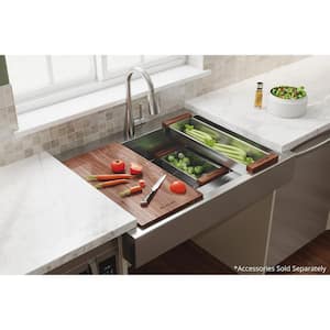 Dart Canyon 36in. Farmhouse/Apron-Front 1 Bowl 16 Gauge  Stainless Steel Workstation Sink w/Accessories