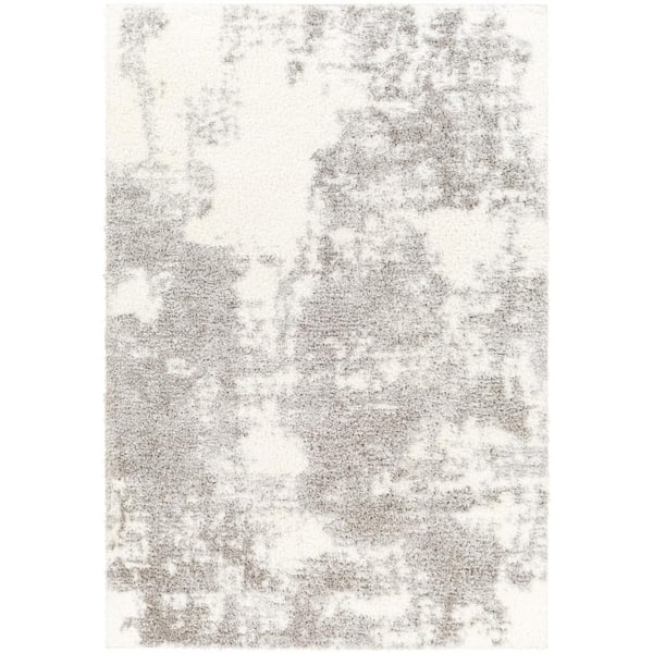 Livabliss Cloudy Shag Off-White/Gray 8 ft. x 10 ft. Abstract Indoor Area Rug