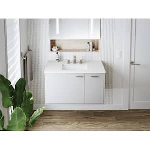Verticyl 17 in. Rectangle Undermount Bathroom Sink in White