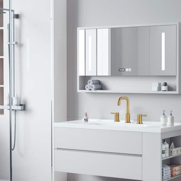 8 in. Widespread Double Handle Bathroom Faucet with Pop-up Drain in Gold
