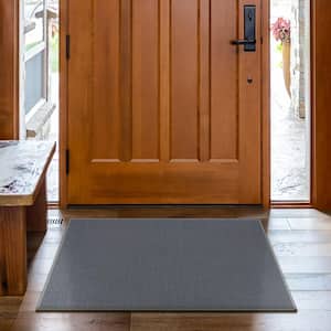 Ottohome Collection Non-Slip Rubberback Modern Solid 2x3 Indoor Entryway Mat, 2 ft. 3 in. x 3 ft., Gray