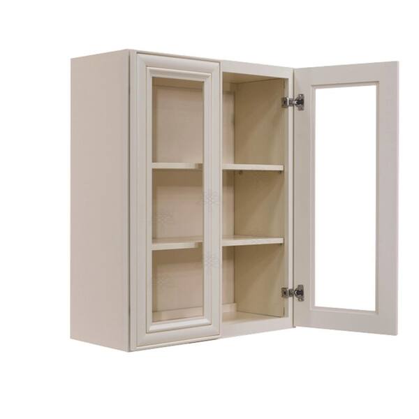 LIFEART CABINETRY Princeton Assembled 36 in. x 30 in. x 12 in. Wall Mullion Door Cabinet with 2 Doors 2 Shelves in Creamy White Glazed