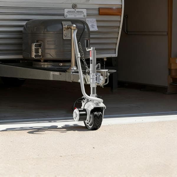 17 ft. Electric Trailer Dolly 5500 lbs. 380-Watt Motorized Jockey Wheel Adjustable 12.2-24.8 in. Clamp 8 in. Tire, Chain