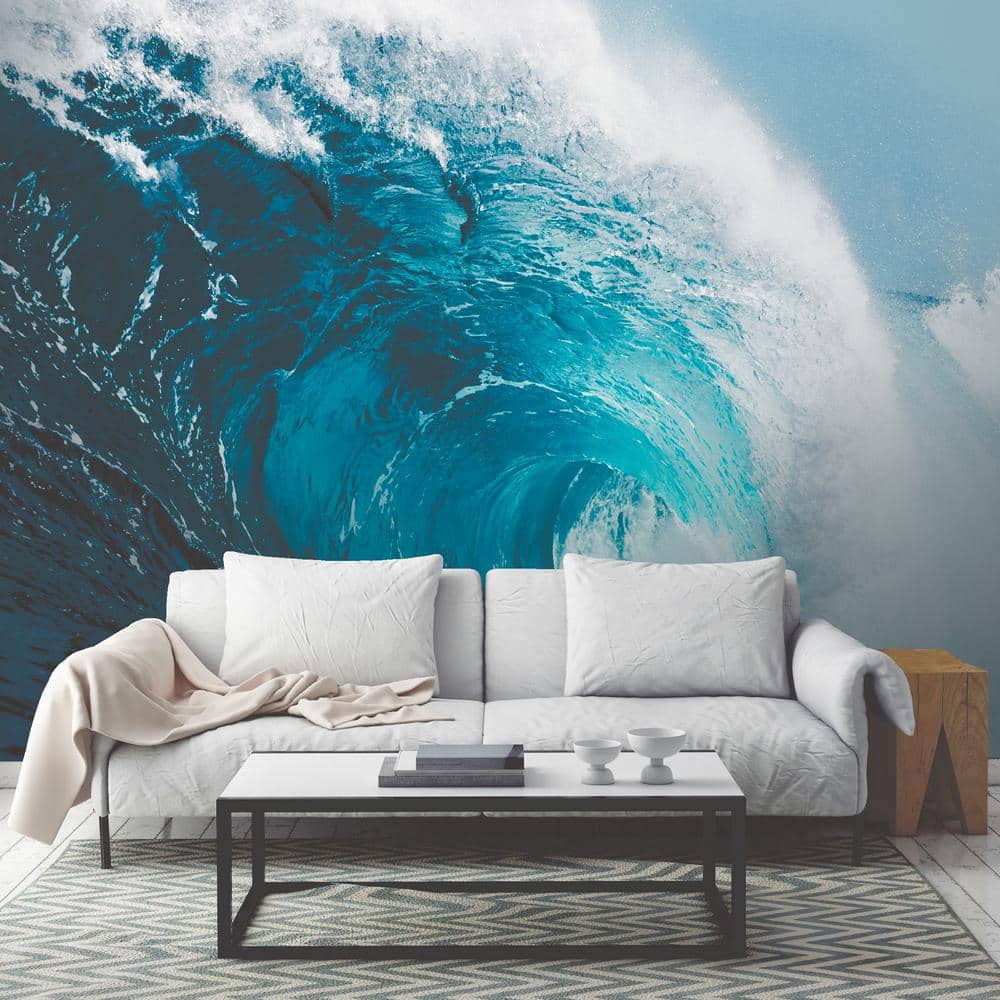 Tropical Ocean Wave Blue Rectangular Wall Mural
