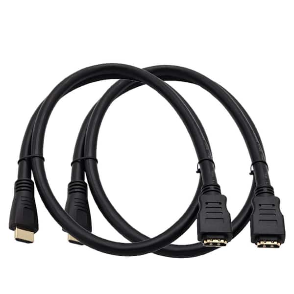 Micro Connectors, Inc. HDMI Extension 15 ft. (24AWG) Cable with Ethernet Black 2-Pack