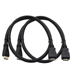 HDMI Extension 25 ft. (24AWG) Cable with Ethernet Black 2-Pack