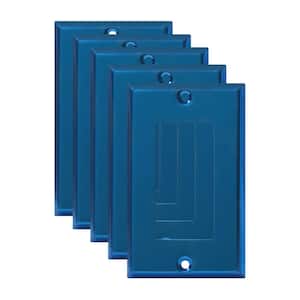 1-Gang Polished Blue Decorator/Rocker Outlet Metal Wall Plate, 5-Pack