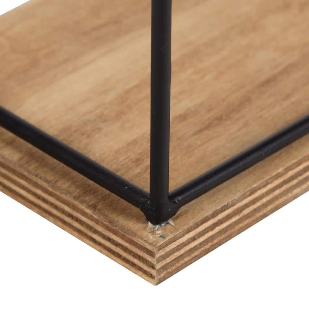 24" Rustic Brown and Black Wood & Metal Floating Wall Shelf Set