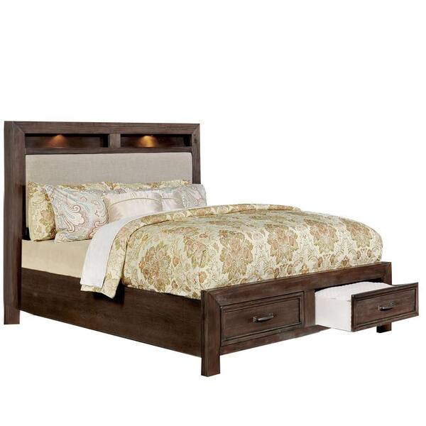 Gerald Brown Wood Frame Queen Platform Bed AD1823A-Q-BED - The Home Depot