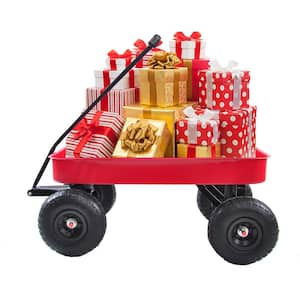 1.1 cu. ft. Steel Garden Cart with Adjustable Handles, Red