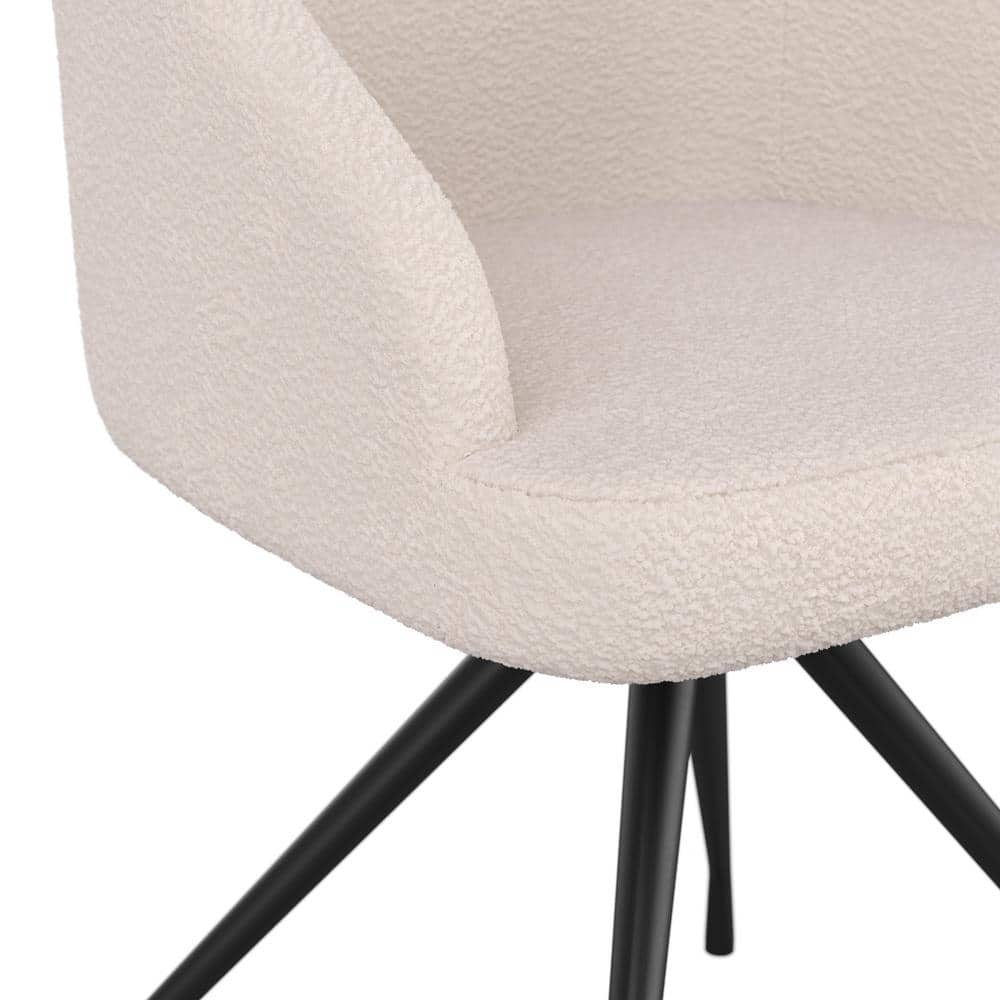 White Boucle Upholstered Office Chair with Oil Rubbed Bronze Frame