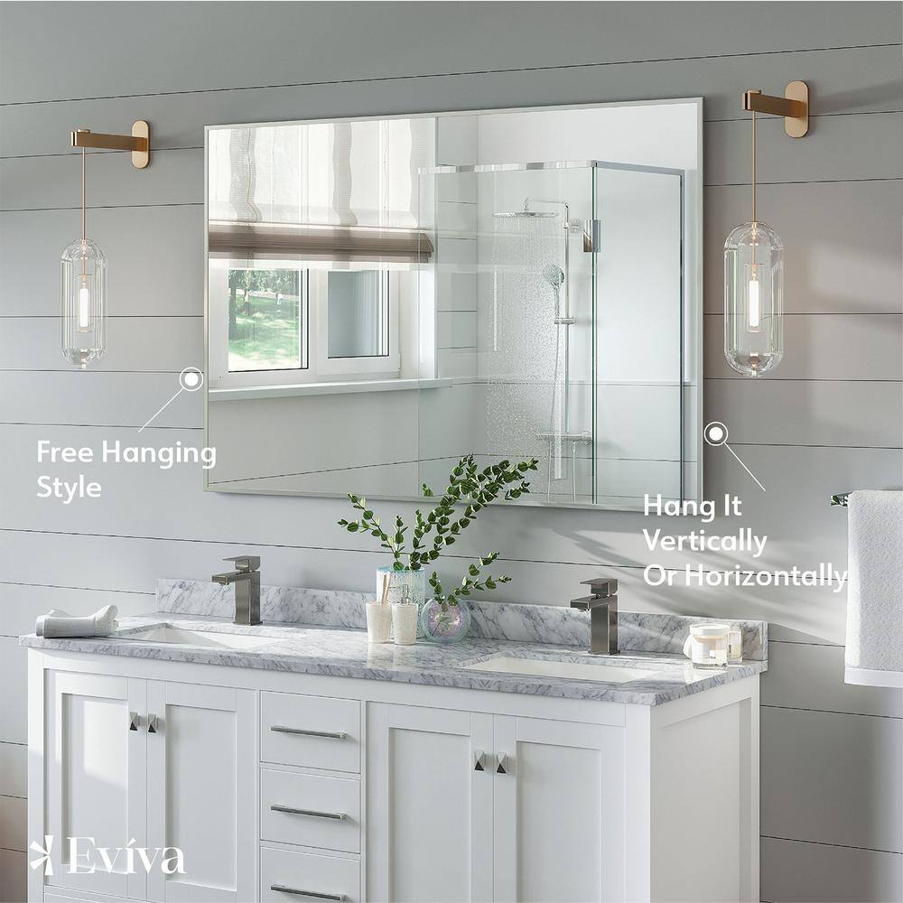 Brushed Wood Frame Rectangular 48" x 30" Wall Mirror