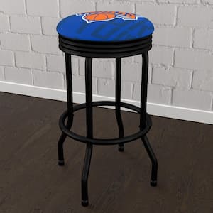 New York Knicks City 29 in. Blue Backless Metal Bar Stool with Vinyl Seat