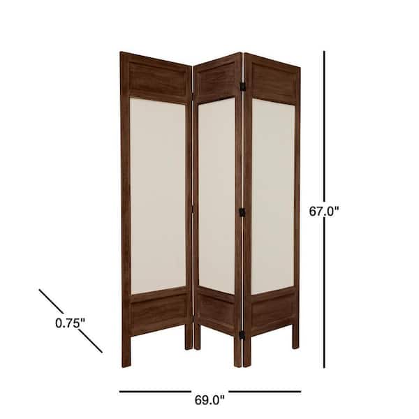 5.5 ft. Burnt Brown Solid Muslin 4-Panel Room Divider