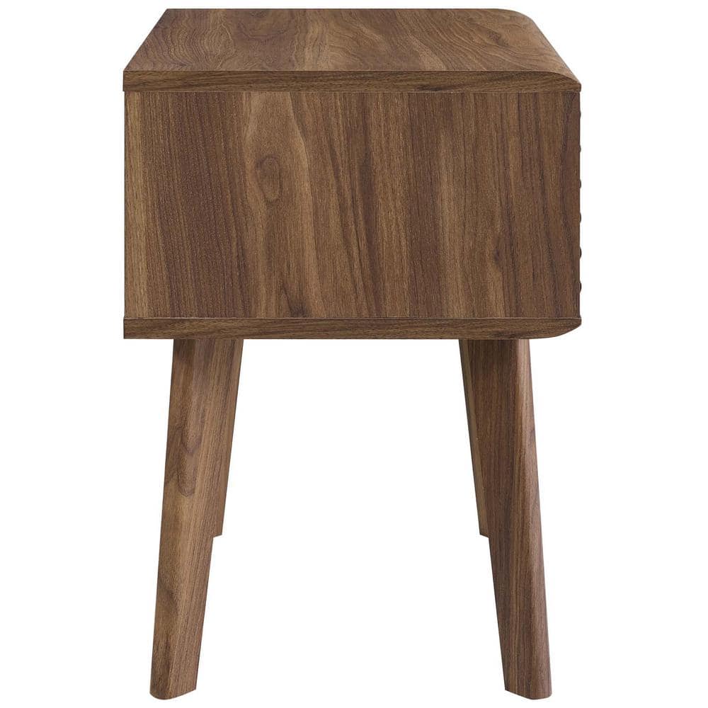 Walnut Grain Laminate Mid-Century Modern End Table Nightstand