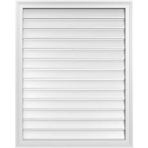 32 in. x 40 in. Vertical Surface Mount PVC Gable Vent: Functional with Brickmould Frame