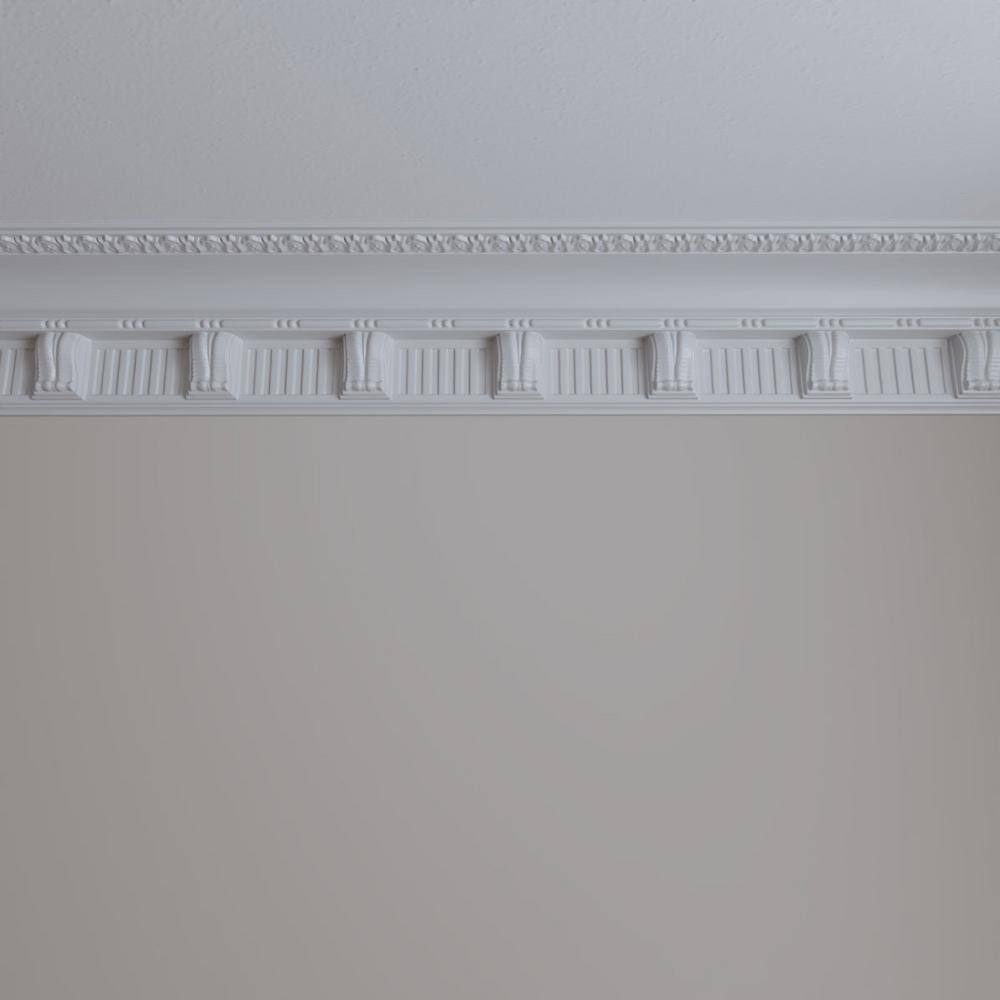 Primed White Polyurethane Geometric Crown Moulding Sample
