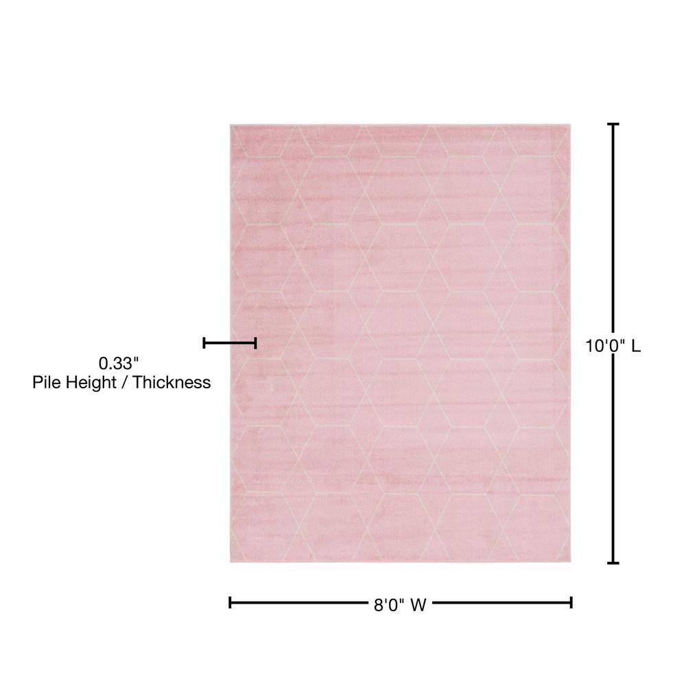 Soft Pink Geometric Trellis 8' x 10' Easy-Care Area Rug