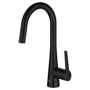 Zedra Single-Handle Pull-Out Sprayer Kitchen Faucet with Dual Spray in Matte Black