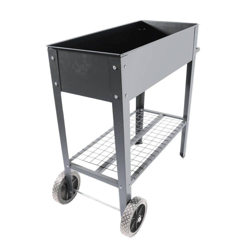 33 in. x 14.1 in. x 31.5 in. Mobile Metal Raised Garden Bed Cart with Legs,