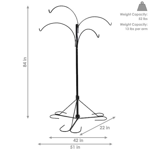 Sunnydaze 84 in. 4-Arm Metal Hanging Basket Stand with