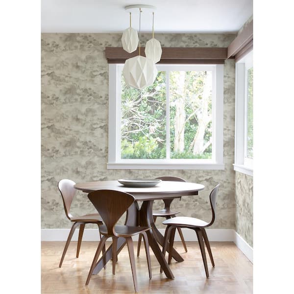 Nara Taupe Toile Strippable Non Woven Wallpaper