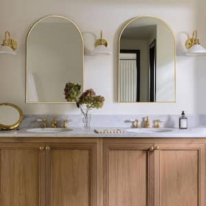 24 in. W x 36.5 in. H Arched Aluminum Arched Bathroom Wall-Mounted Vanity Mirror (2-Pieces)