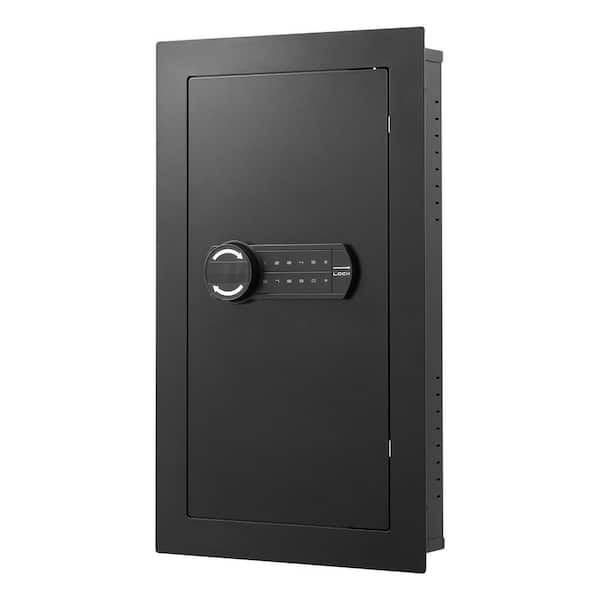 3-Tier Wall Safe, Q235 Steel Hidden In-Wall Safe with Password and Key LED Light, 2 Adjustable Shelves and 5 Key Holders