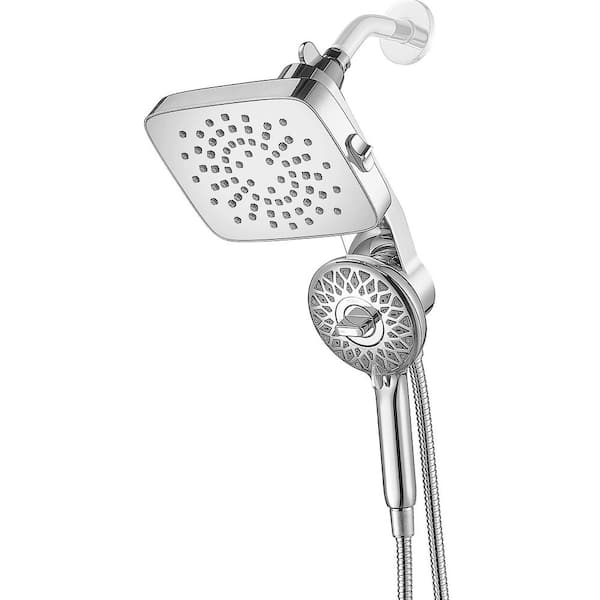 Magnetic Attraction 5-Spray Wall Mount Dual Shower Head and Handheld Shower Head with 70 in. hose 1.8 GPM in Chrome