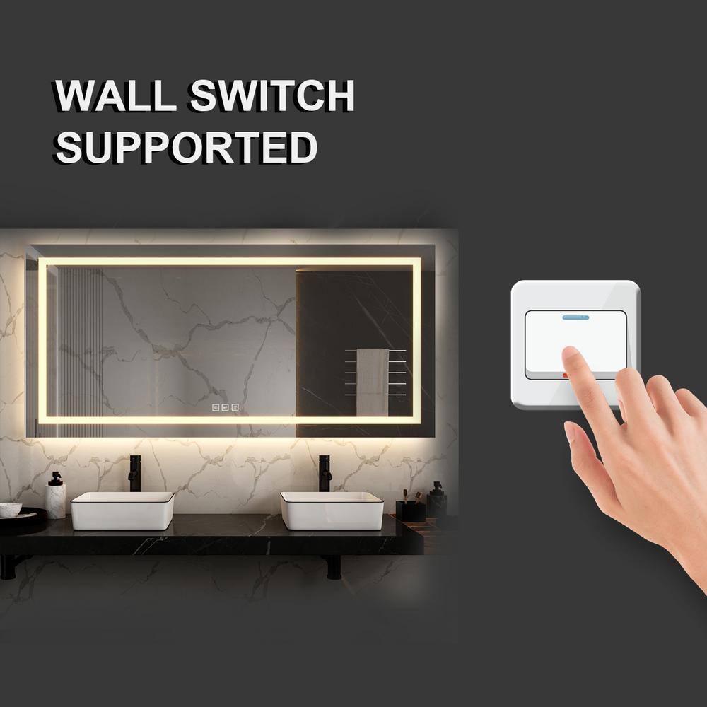 Oversized Frameless LED Bathroom Vanity Mirror with Anti-Fog Feature