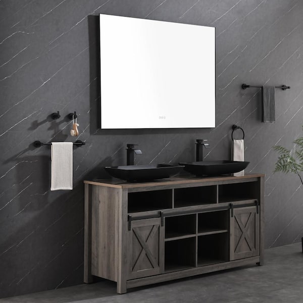 Thicken Space Aluminum Bathroom Hardware Wall-Mounted 6-Piece Set with Super Load-Bearing Capacity in Black