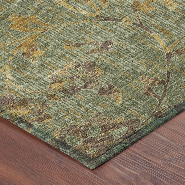 Chantille Machine Washable Indoor/Outdoor Abstract ACN2616 Olive 8 ft. x 10 ft. Area Rug