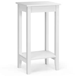 2-Tier White Nightstand End Side Table Coffee Table Wooden Legs Bedroom 29 in. H x 11.5 in. W x 16 in. D