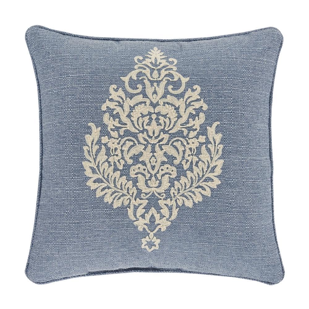 Augusta Blue Polyester 20 in. Square Decorative Throw Pillow