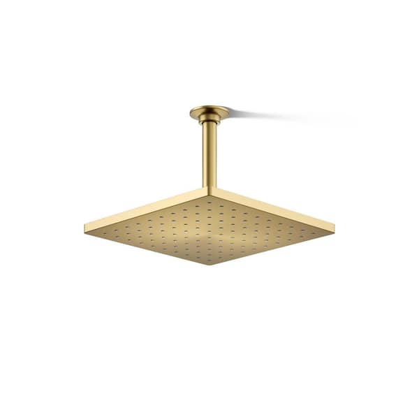 KOHLER Honesty 1-Spray Patterns with 1.75 GPM 10 in. Ceiling Mount Fixed Shower Head in Vibrant Brushed Moderne Brass