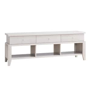 60 in. White Oak Wooden Modern TV Media Entertainment Console with Drawers